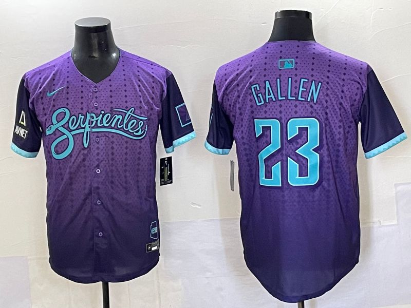 Men 2025 Arizona Diamondback #23 Gallen Purple Joint Name Nike MLB Jersey style 12